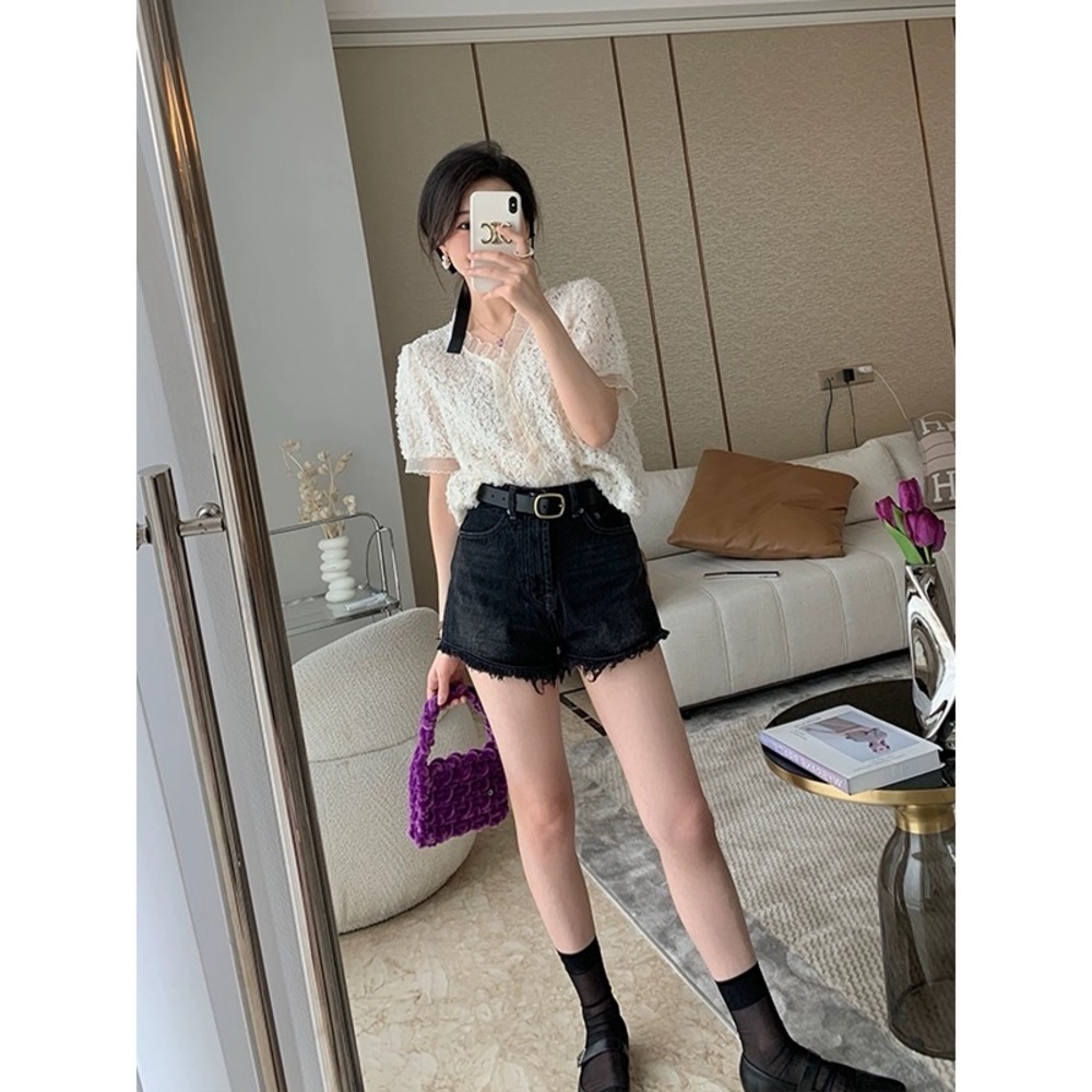 Black Denim Shorts
